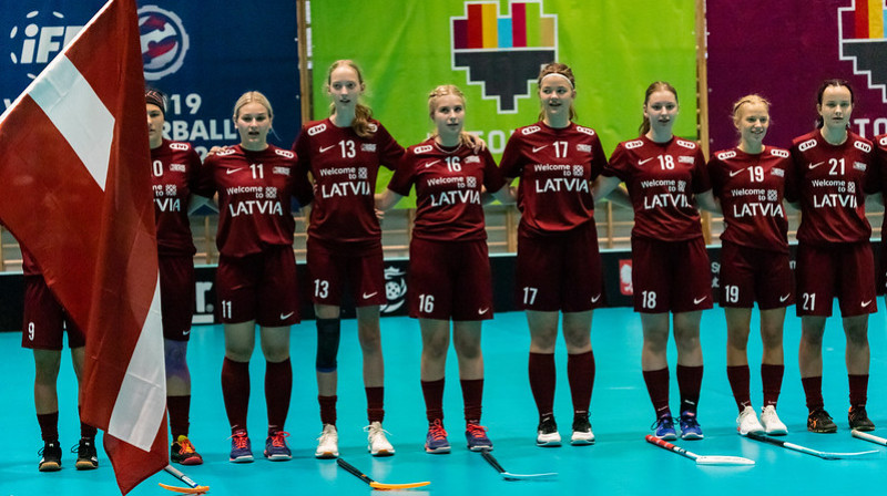 Latvijas U-19 junioru izlase. Foto: IFF Floorball