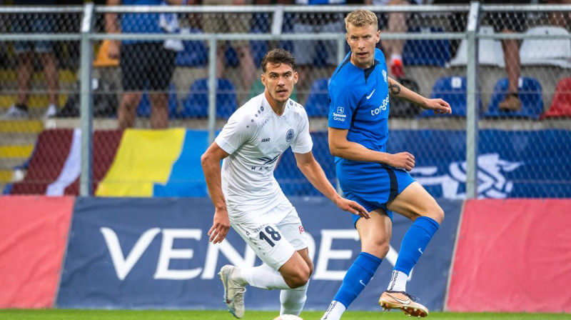 Marko Regža un Žiga Lipuščeks. Foto: Zigismunds Zālmanis, Riga FC