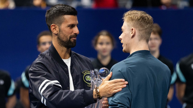 Novaks Džokovičs un Deniss Šapovalovs. Foto: Serbia Open / ATP Tour