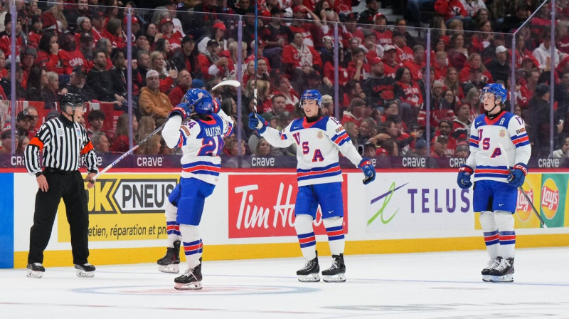 Mirklis pēc amerikāņa Koula Hatsona vārtu guvuma cīņā pret Kanādas U20 valstsvienību. Foto: IIHF