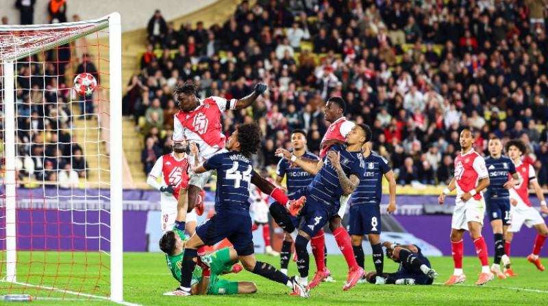 "Monaco" gūst uzvaras vārtus pēc stūra sitiena. Foto: IMAGO/SPORTPIXPRESS/Scanpix