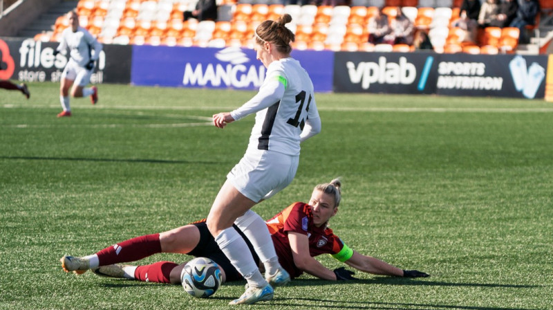 Mirklis no Latvijas un Igaunijas valstsvienību spēles. Foto: LFF