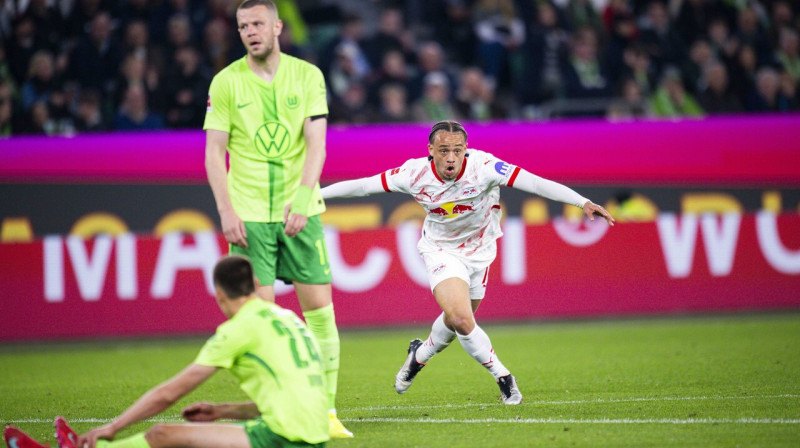 Havi Simonss pēc vārtu guvuma Volfsburgā. Foto: Noah Wedel/Imago Images/Scanpix