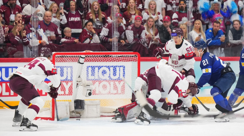 Somijas valstsvienības pirmā vārtu guvuma mirklis. Foto: André Ringuette/IIHF
