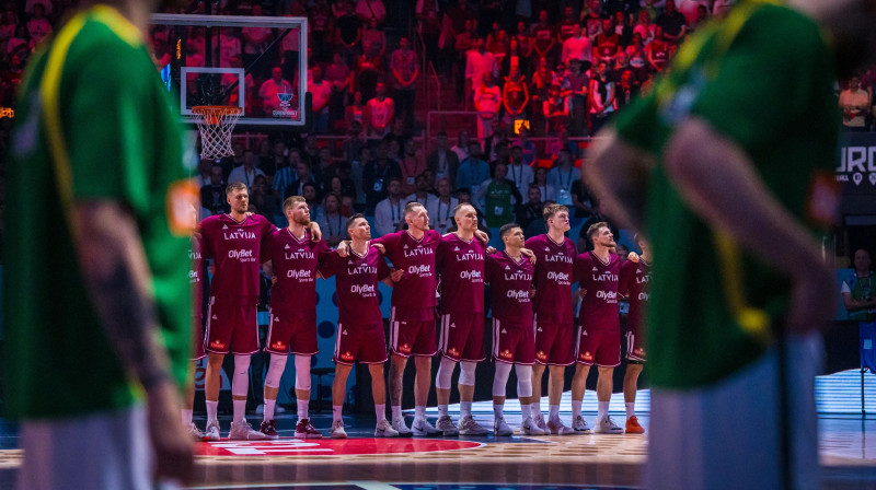 Latvijas valstsvienības basketbolisti. Foto: FIBA
