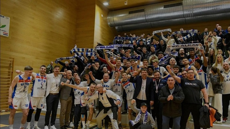 "Alkar" basketbolisti un fani 2025. gada 15. februārī. Foto: Alkar Sinj