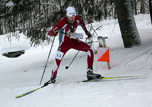 Latvijas čempioni ziemas orientēšanās sportā - Kivlenieks un Klauža