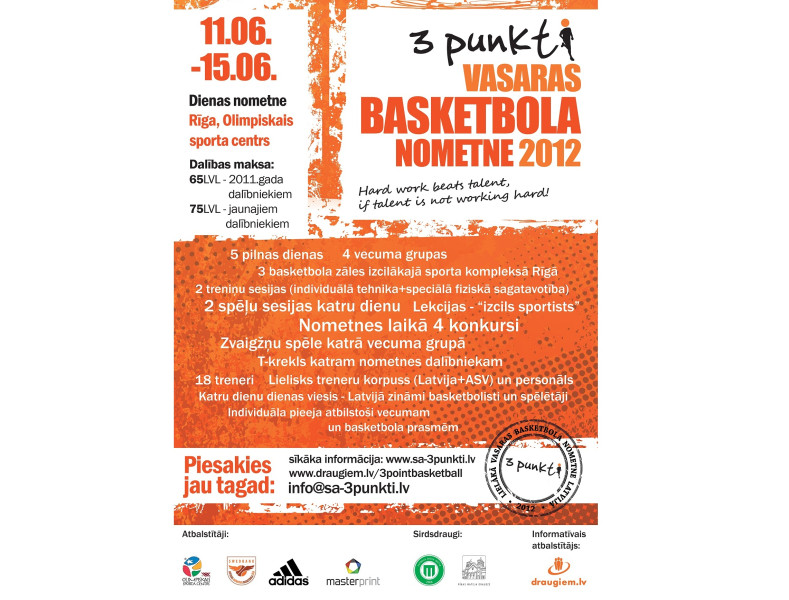 3 punktu nometne: Latvijas basketbola zvaigznes palīdz jauniešiem