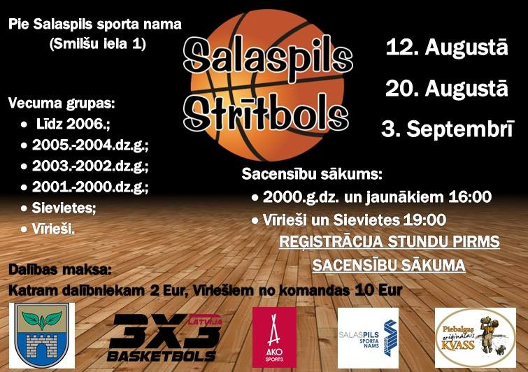 Salaspils 3x3 basketbola sezonas pirmais turnīrs notiks 12. augustā