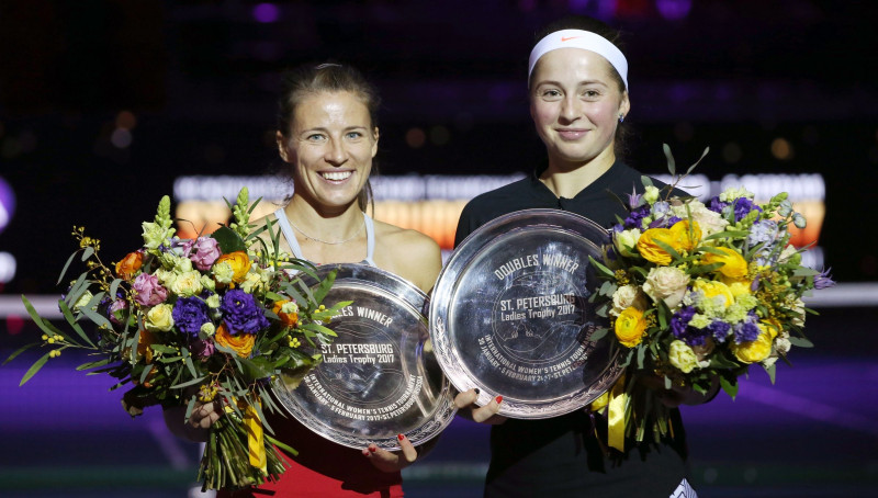 Ostapenko Sanktpēterburgā izcīna pirmo WTA dubultspēļu titulu