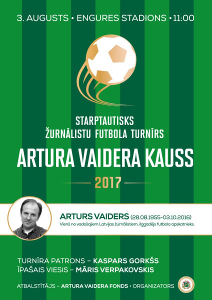 Baltijas sporta žurnālisti un Latvijas futbola zvaigznes piedalīsies "Artura Vaidera kausā"