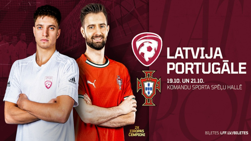 Šodien Rīgā Latvija pret Eiropas čempioni telpu futbolā Portugāli